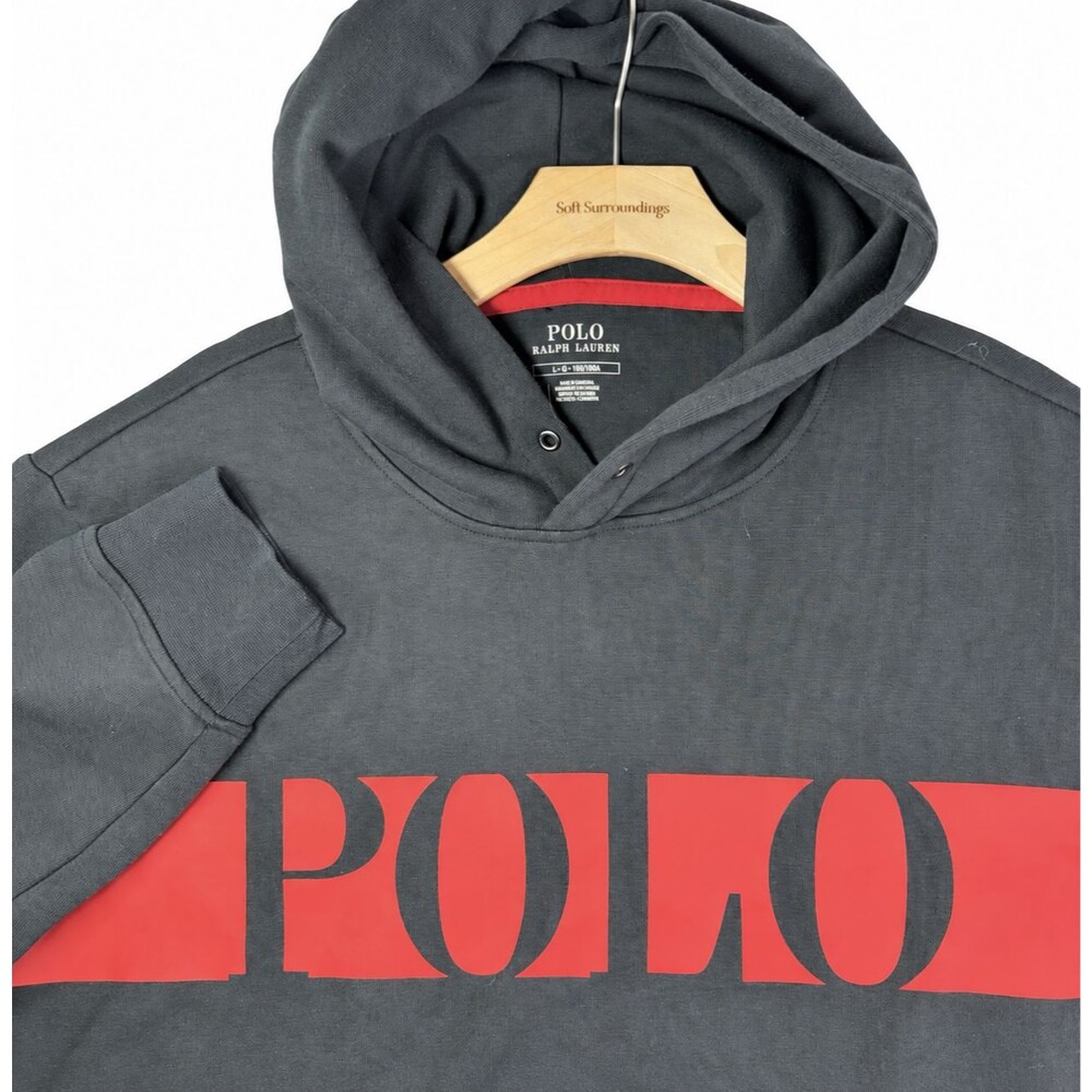Polo Ralph Lauren Logo Hoodie Mens Large Pullover Spell Out Activewear Training